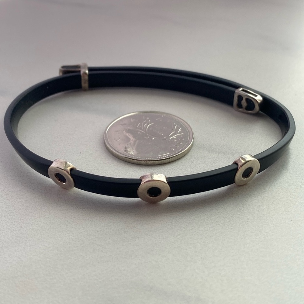 Rubber & sterling‎ silver adjustable bracelet